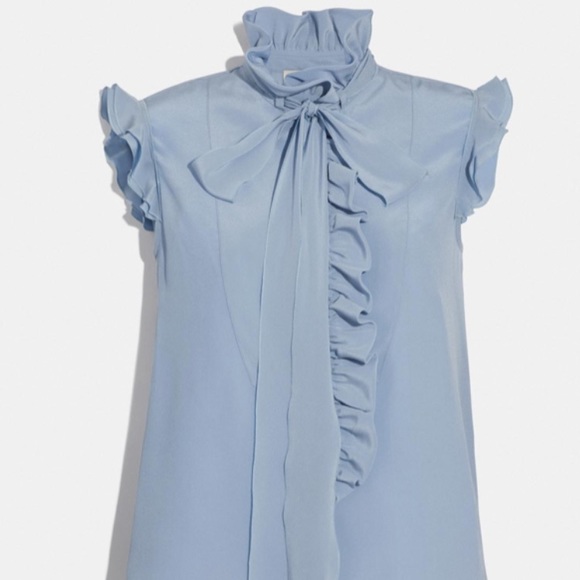 Coach Tie Neck Sleeveless Ruffle Blouse - Picture 3 of 8